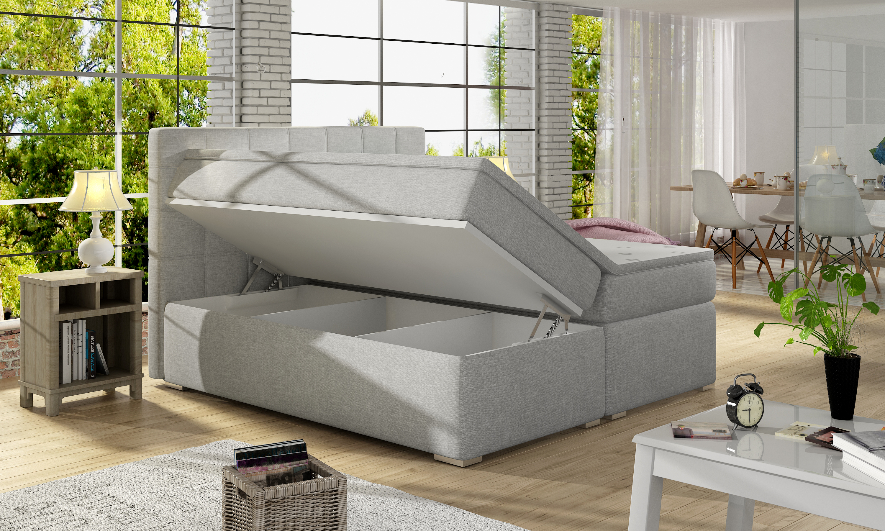 Boxspring postel ALICE, úložný prostor